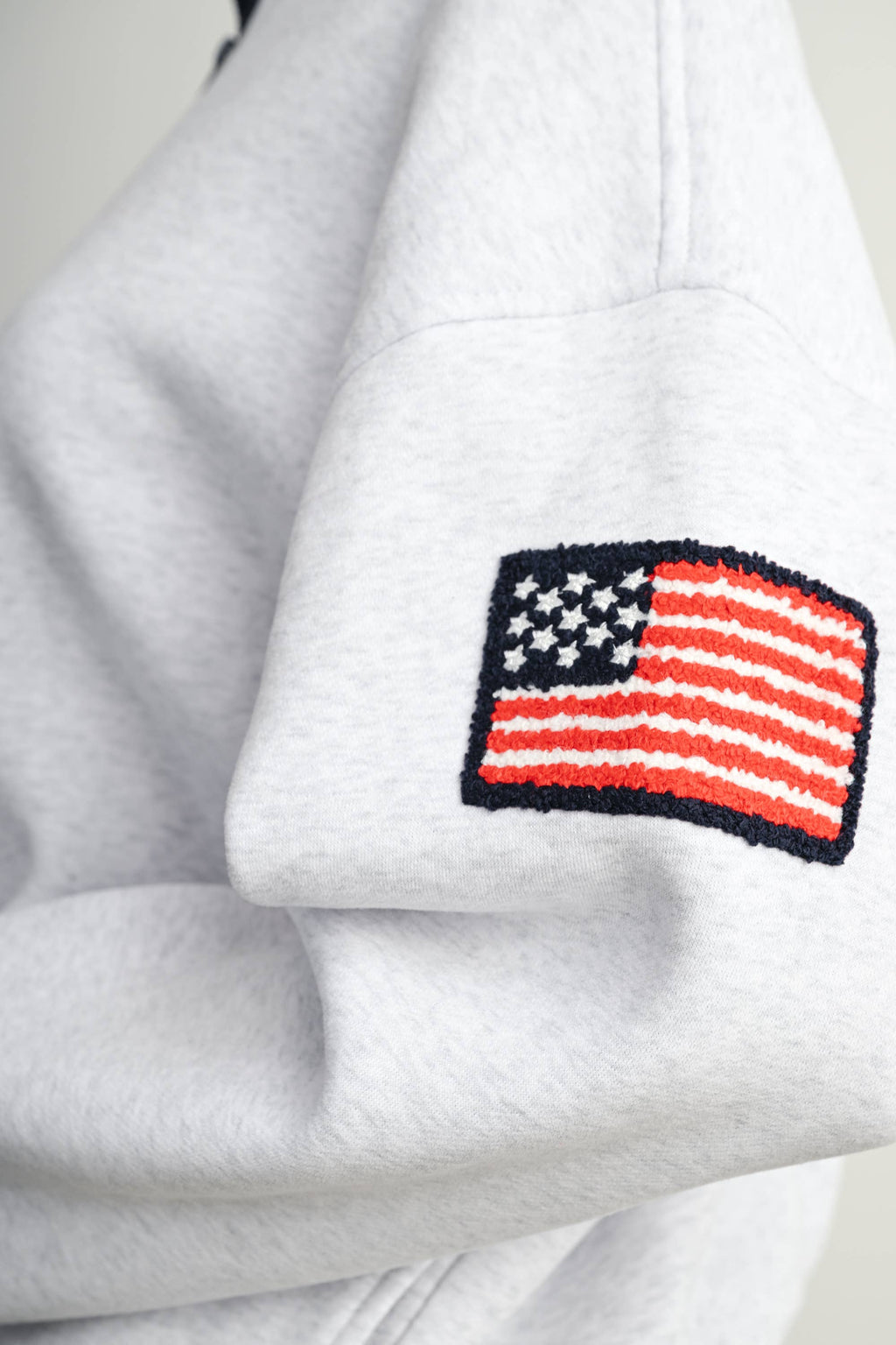Heather Flag-Patch Half-Zip Pullover