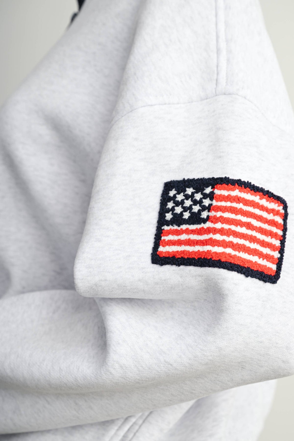 Heather Flag-Patch Half-Zip Pullover