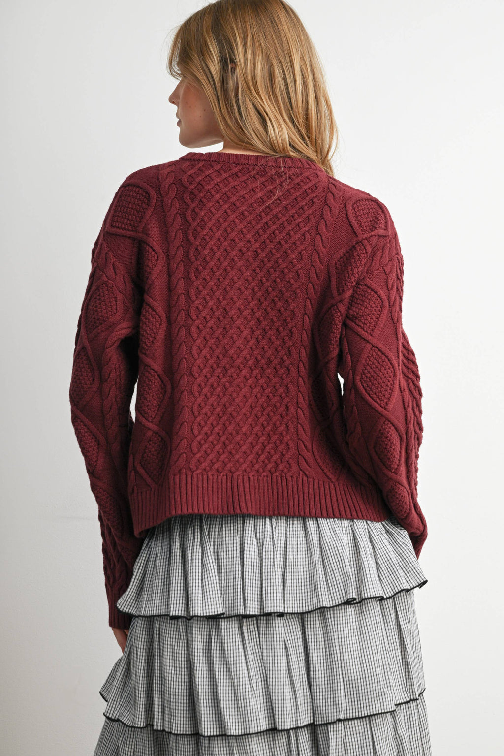 Emerald Green Cable Knit Cardigan