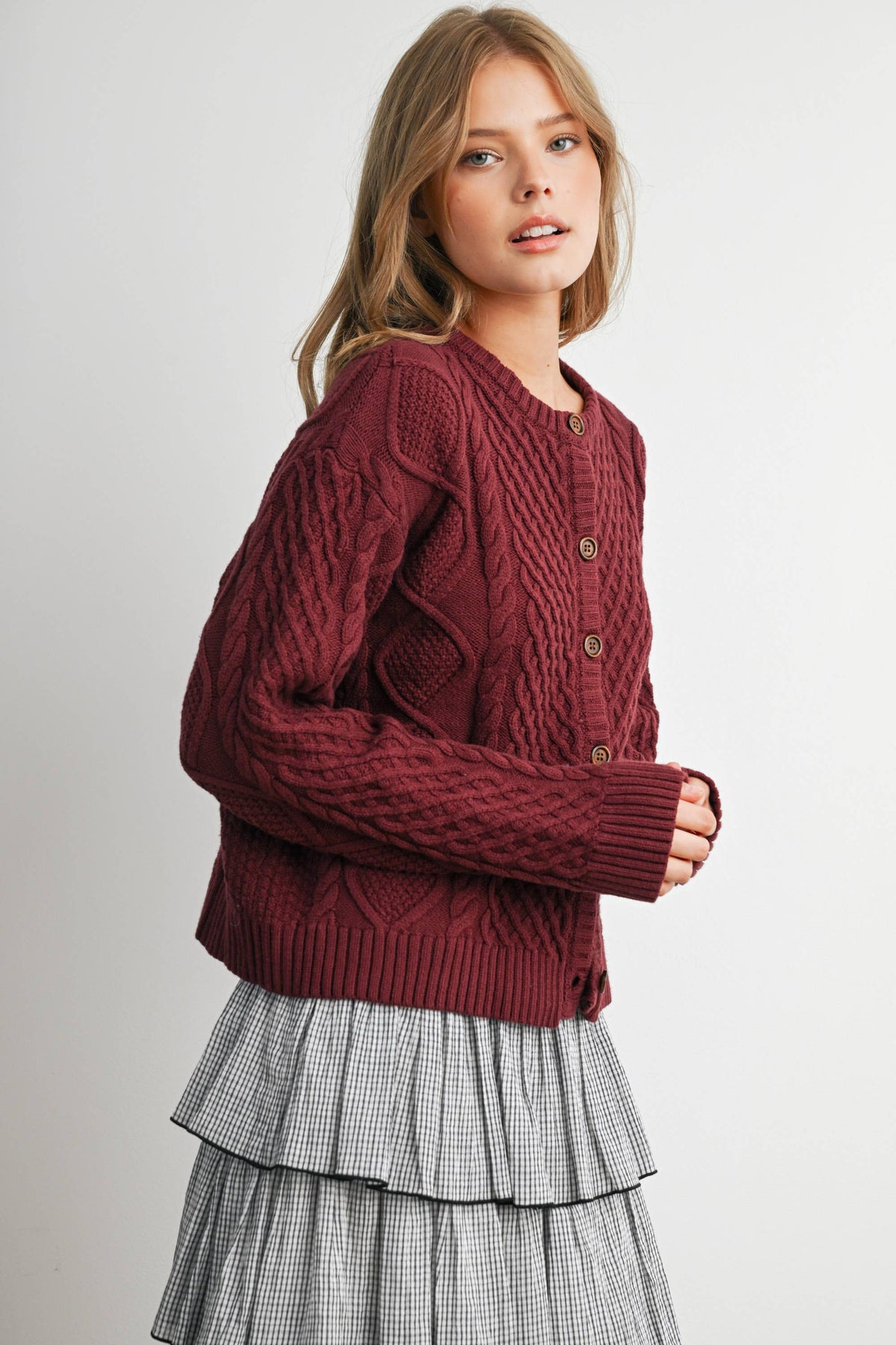 Emerald Green Cable Knit Cardigan