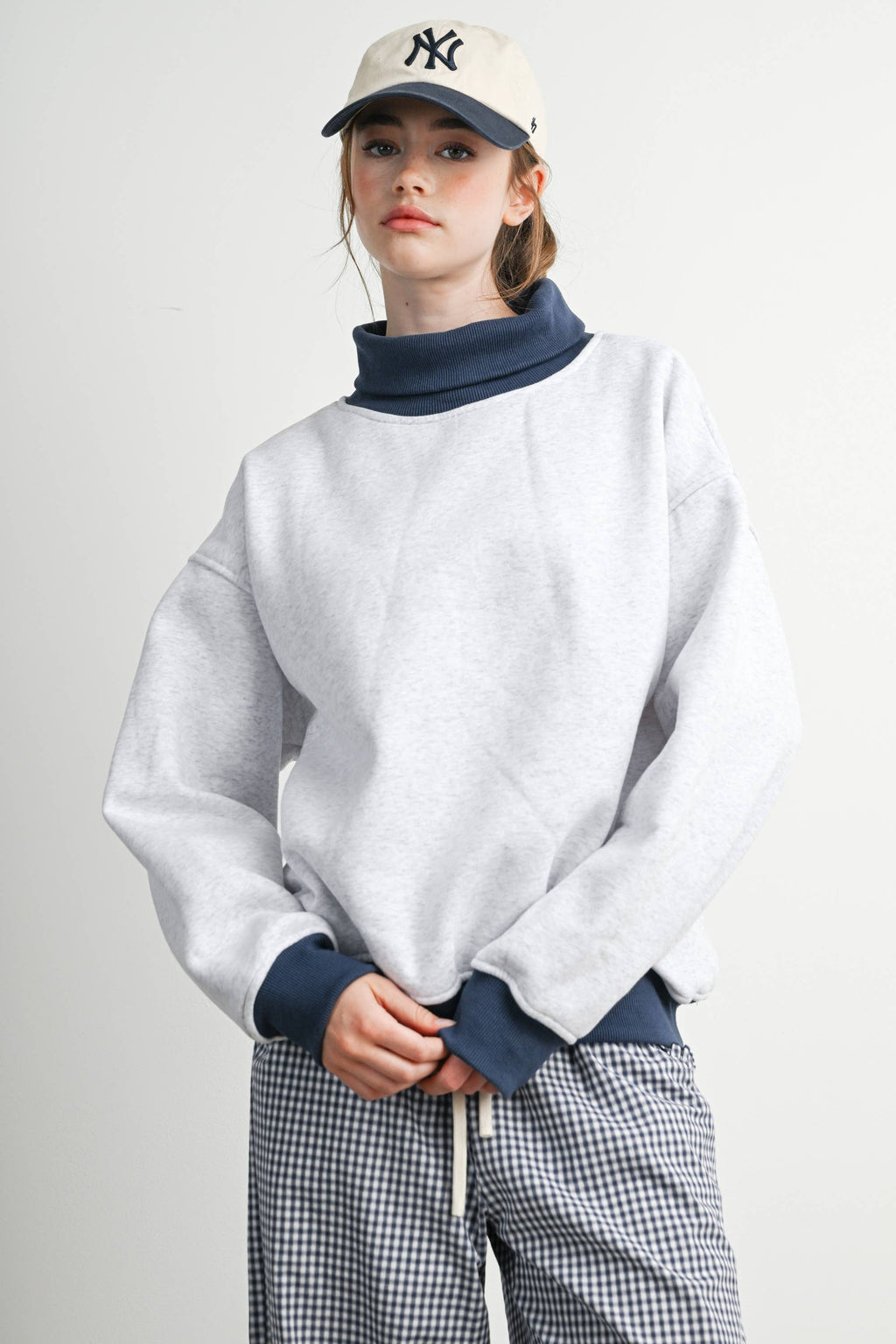 Cozy Contrast Turtleneck Sweatshirt