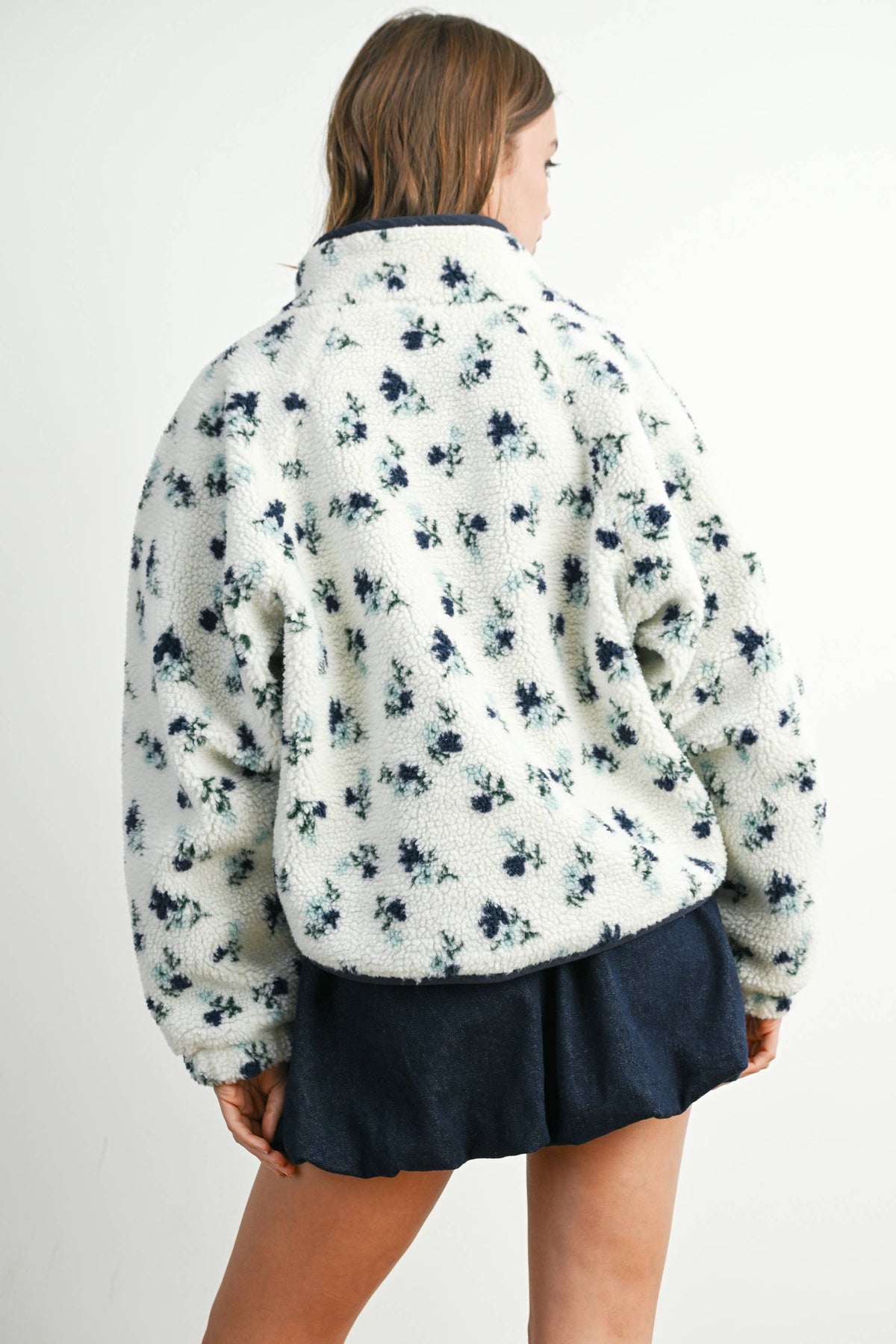 The Willow Floral Sherpa Fleece Snap Jacket