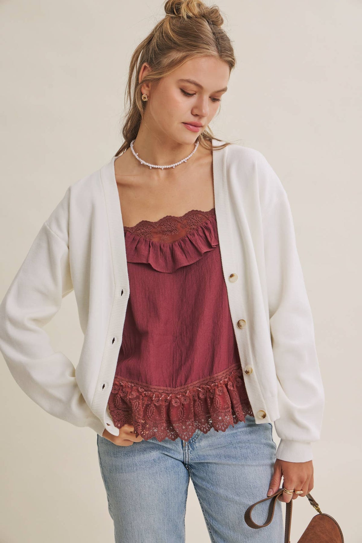 Multi-Way Versatility Soft Cotton Button-Down Sweater Vest