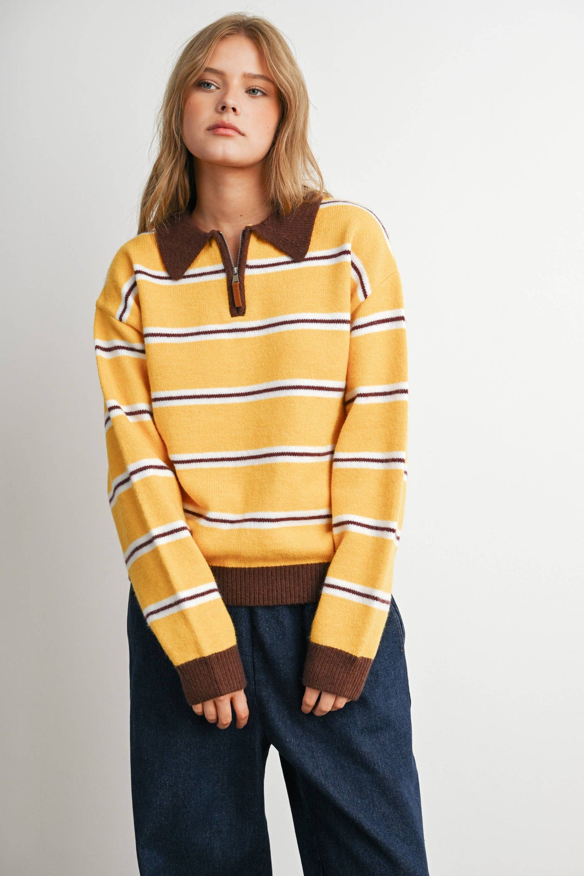 Retro Stripe Quarter-Zip Sweater