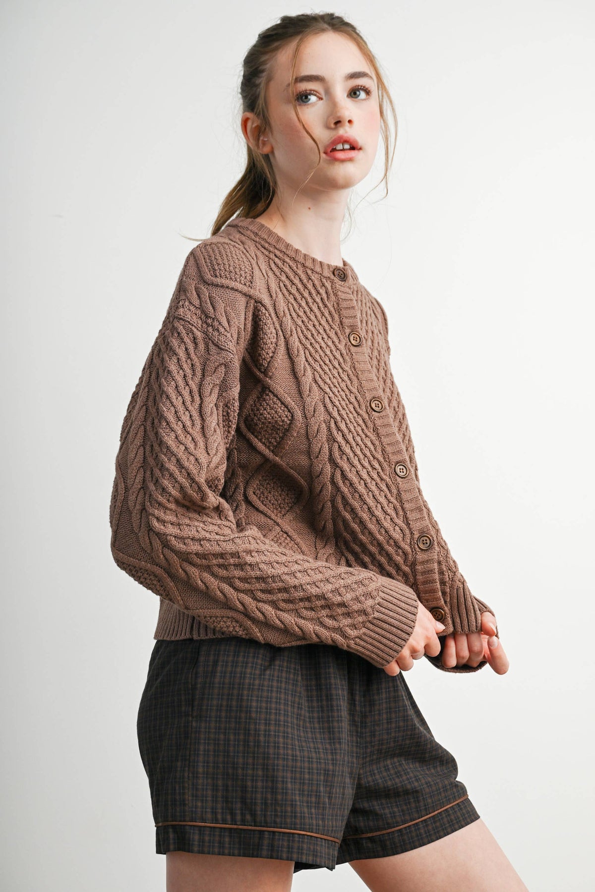 Emerald Green Cable Knit Cardigan
