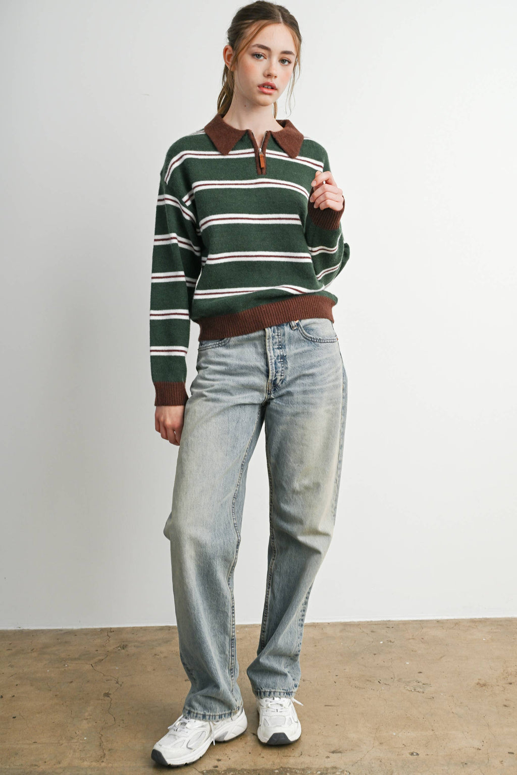 Retro Stripe Quarter-Zip Sweater