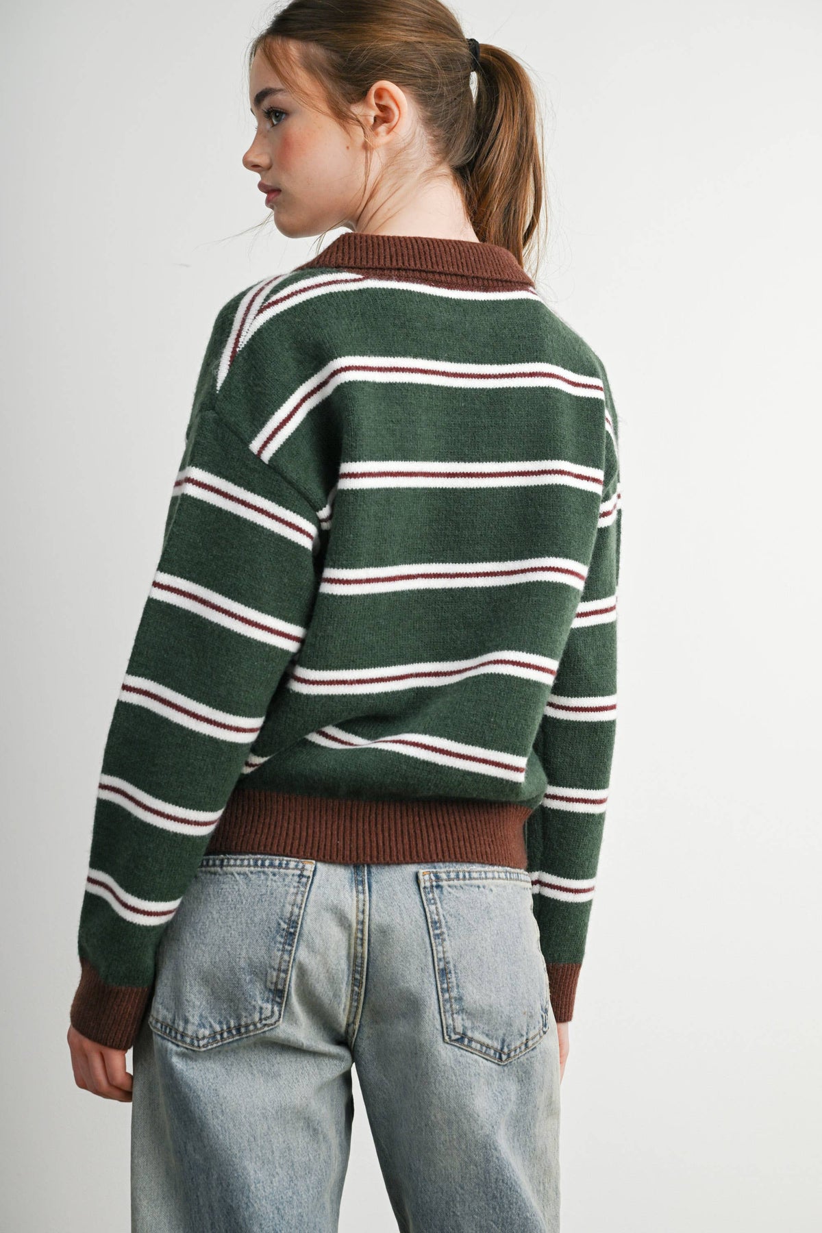 Retro Stripe Quarter-Zip Sweater