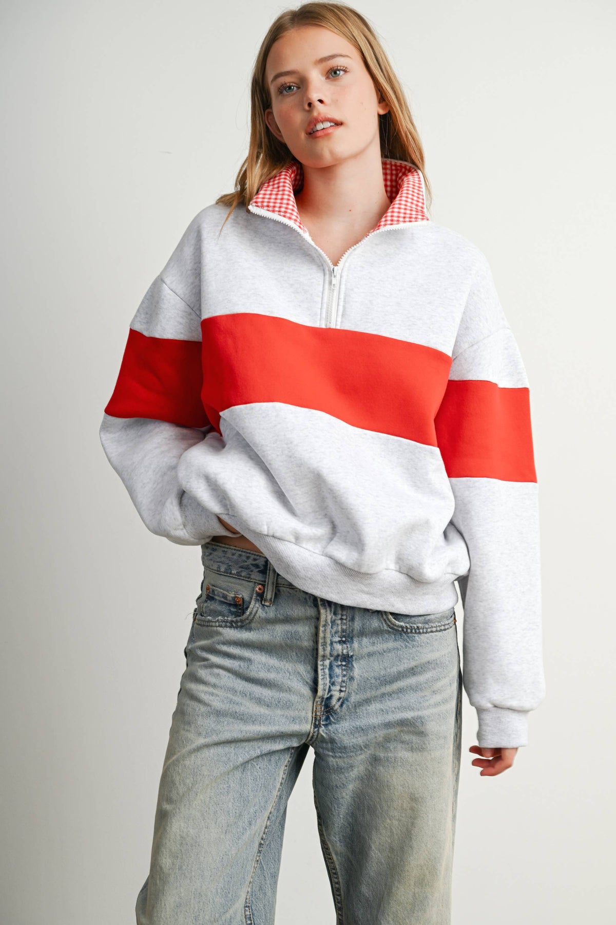 Colorblock Quarter-Zip Sweatshirt