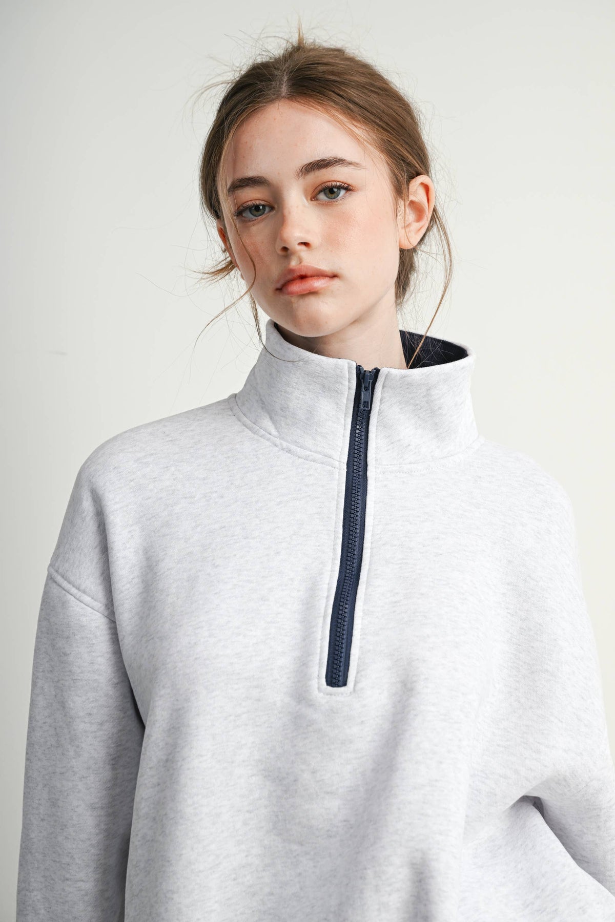 Heather Flag-Patch Half-Zip Pullover