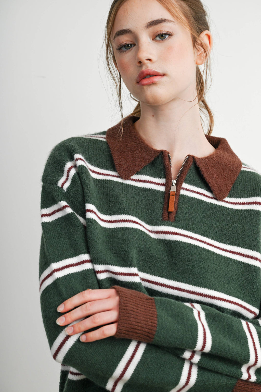 Retro Stripe Quarter-Zip Sweater