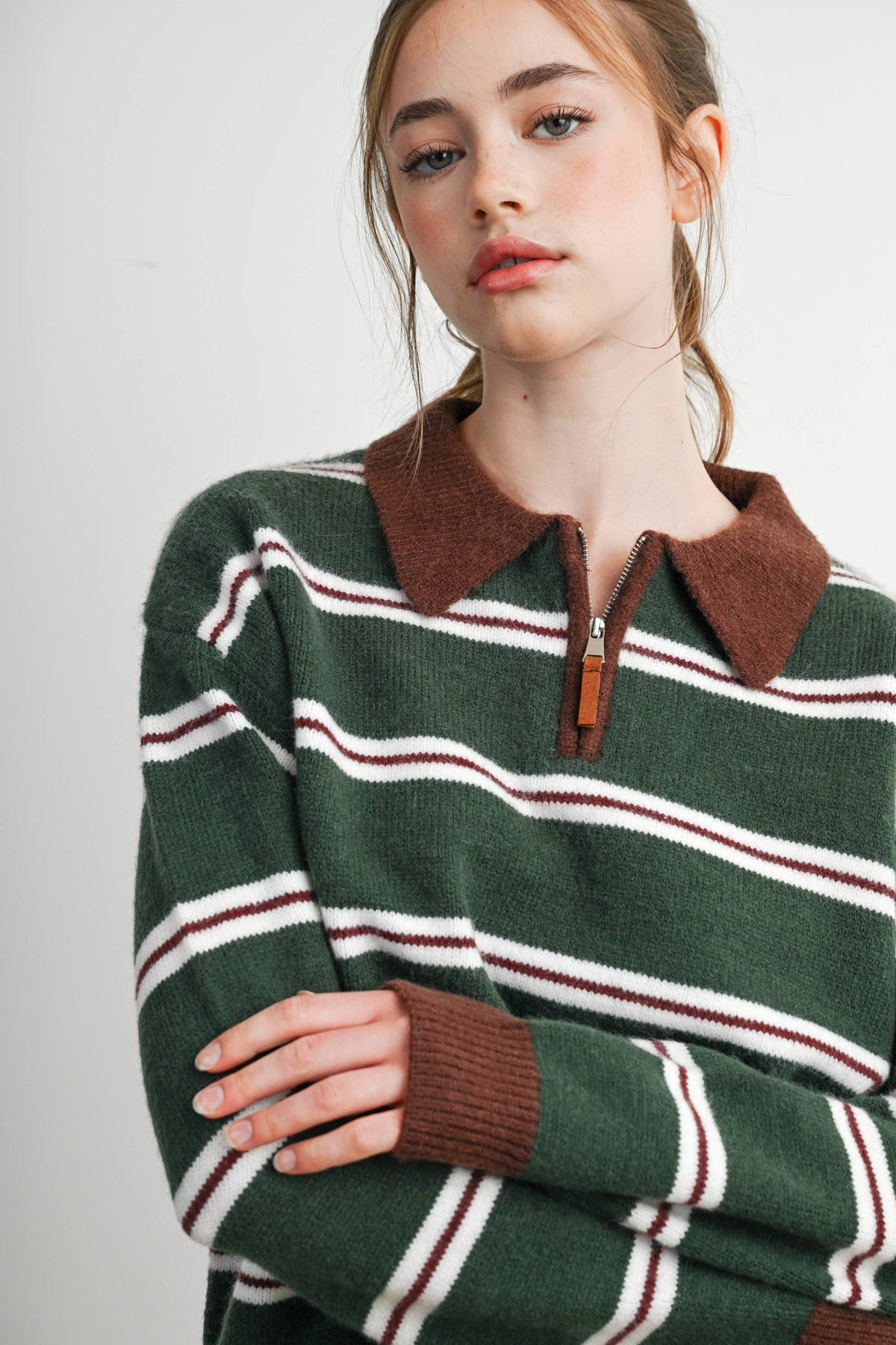 Retro Stripe Quarter-Zip Sweater
