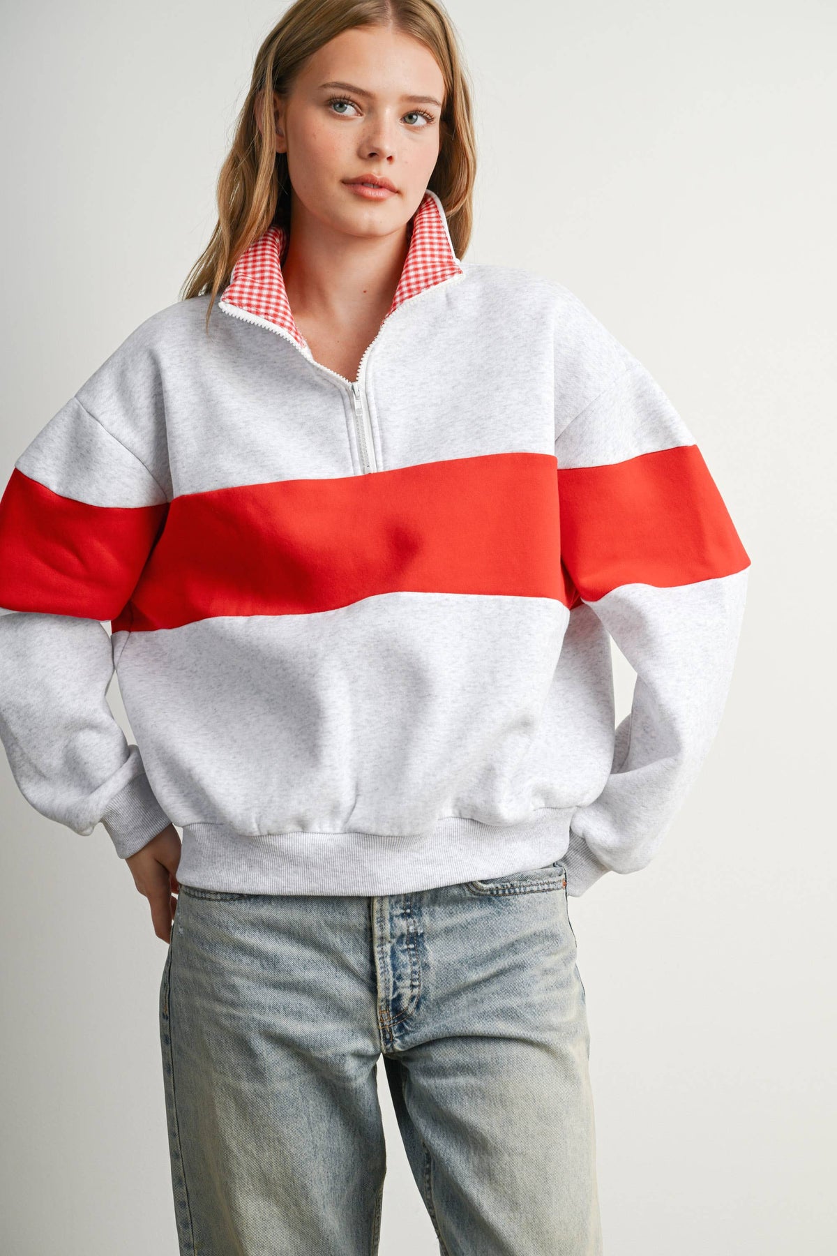 Colorblock Quarter-Zip Sweatshirt
