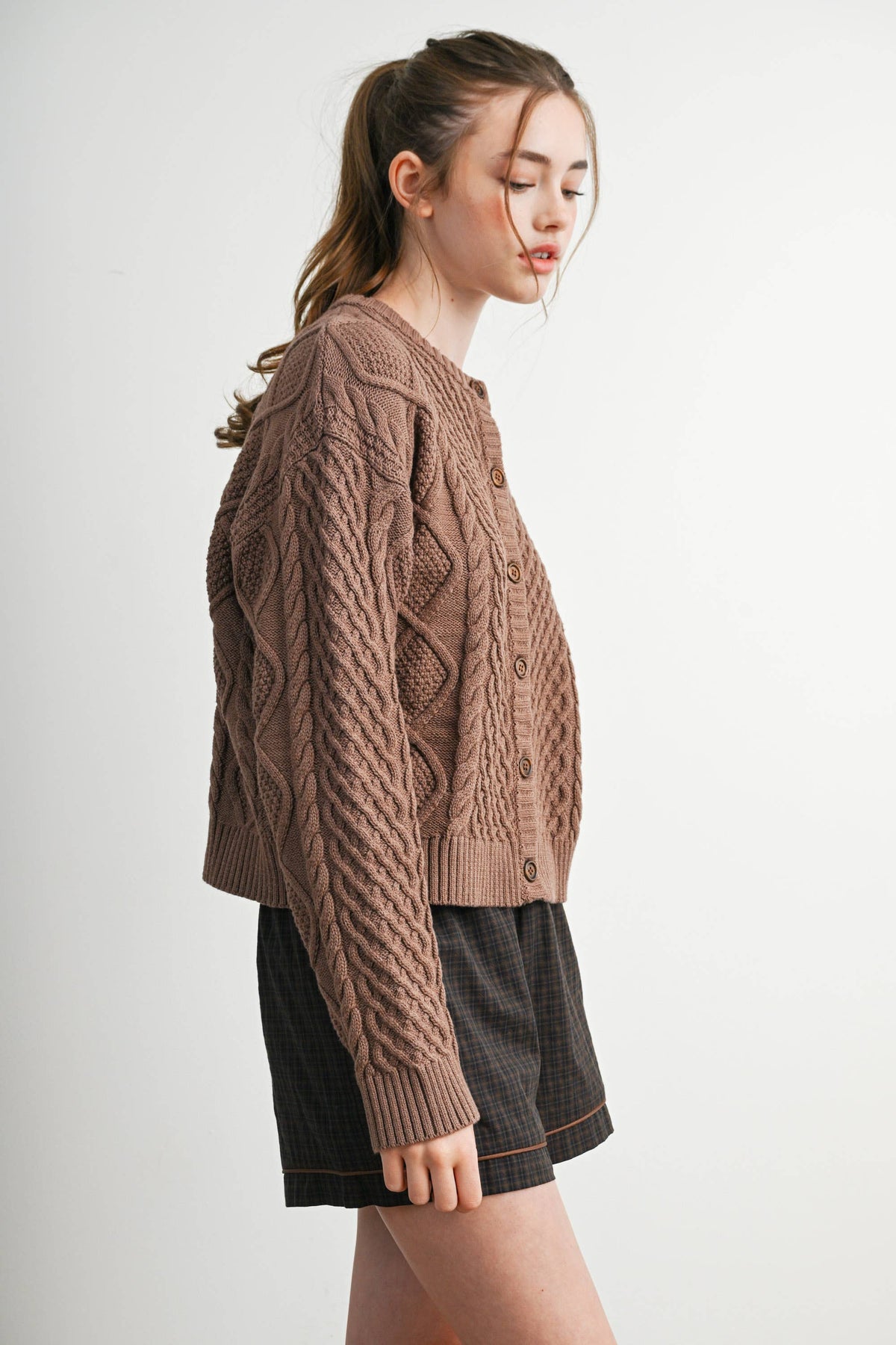 Emerald Green Cable Knit Cardigan