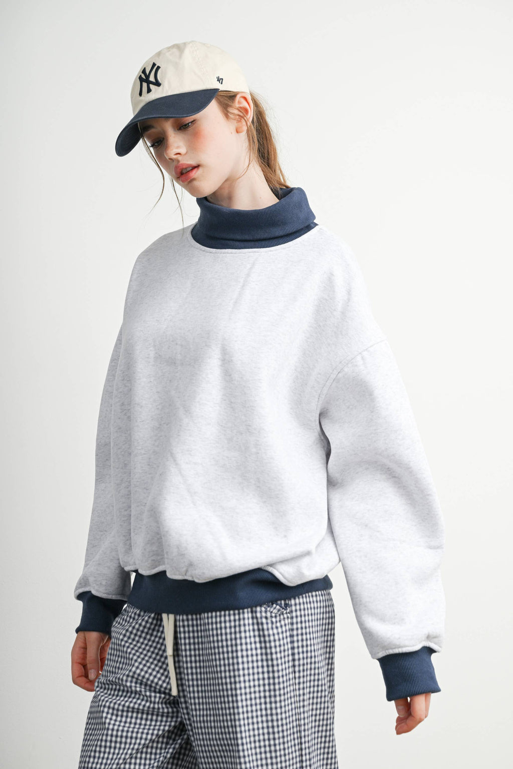 Cozy Contrast Turtleneck Sweatshirt
