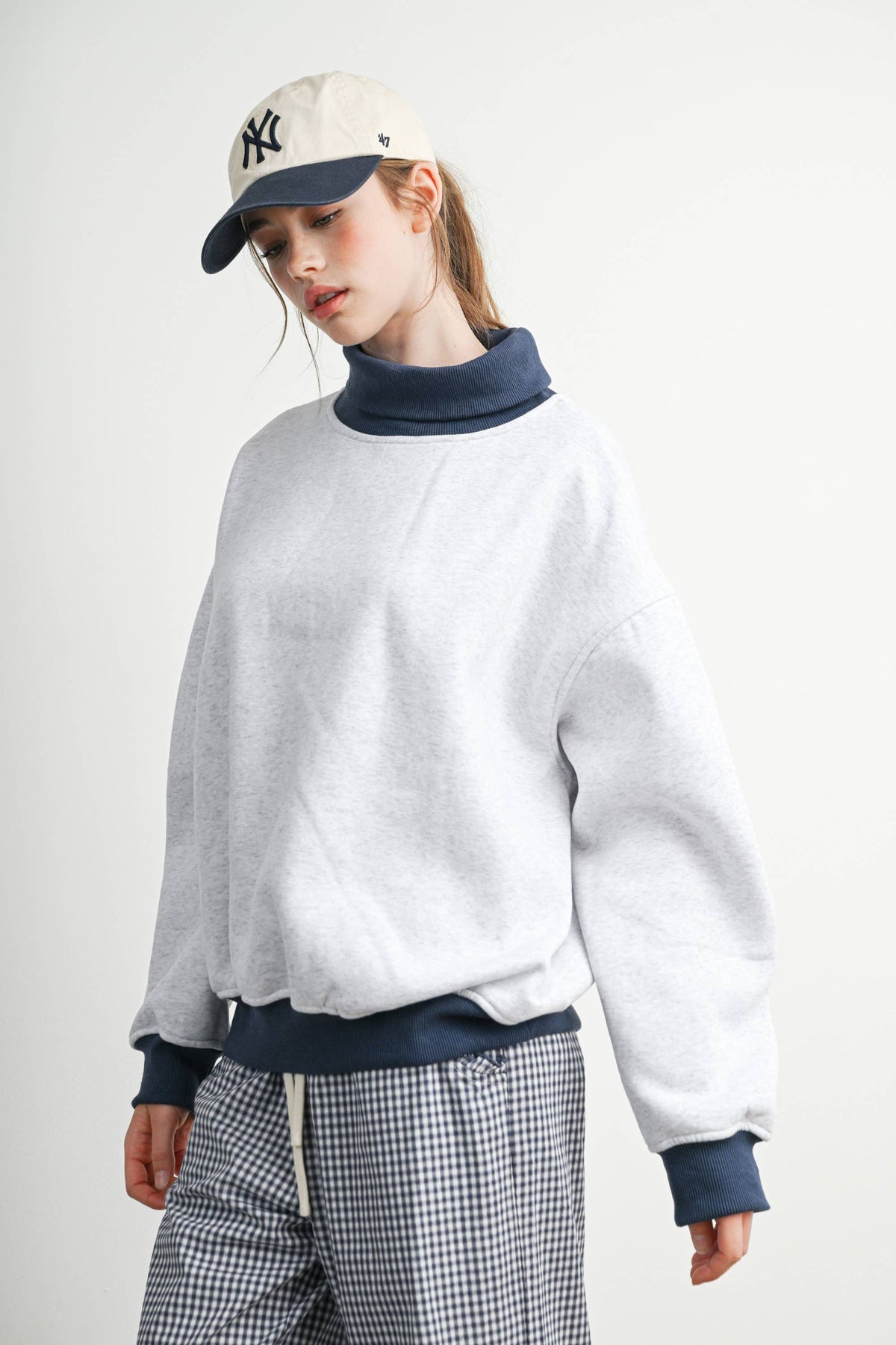 Cozy Contrast Turtleneck Sweatshirt
