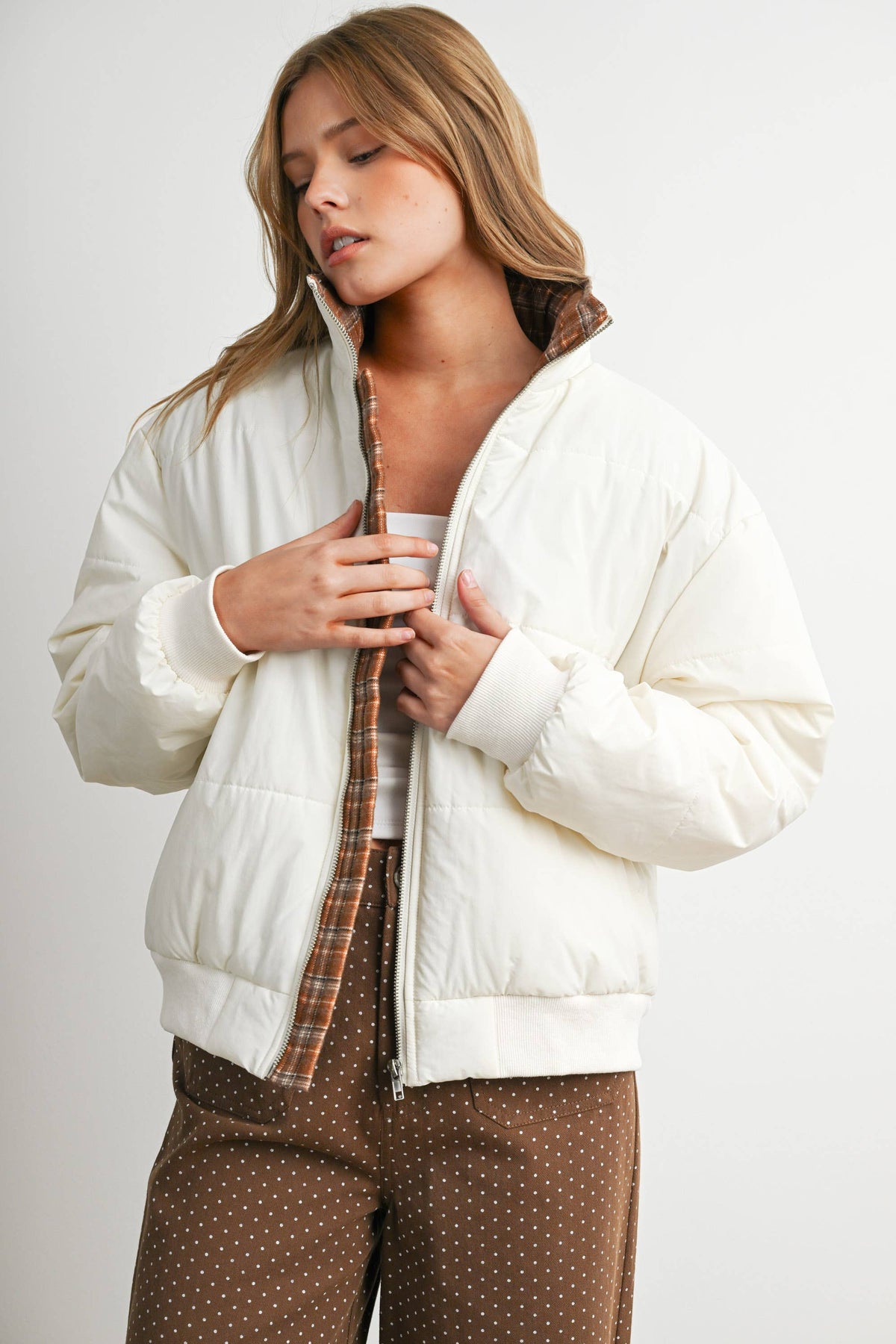 Quilted Zip-Up Bomber Jacket