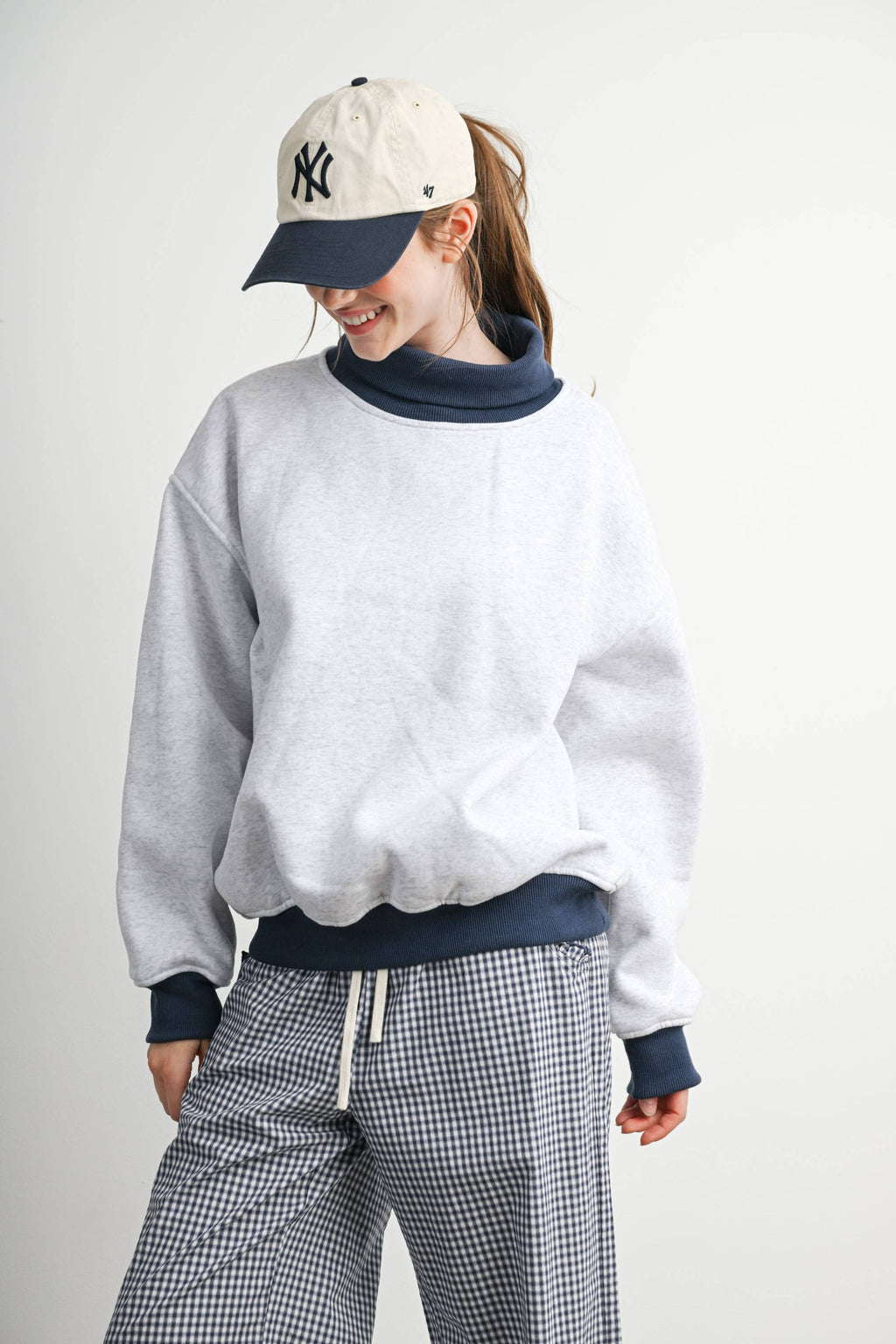 Cozy Contrast Turtleneck Sweatshirt