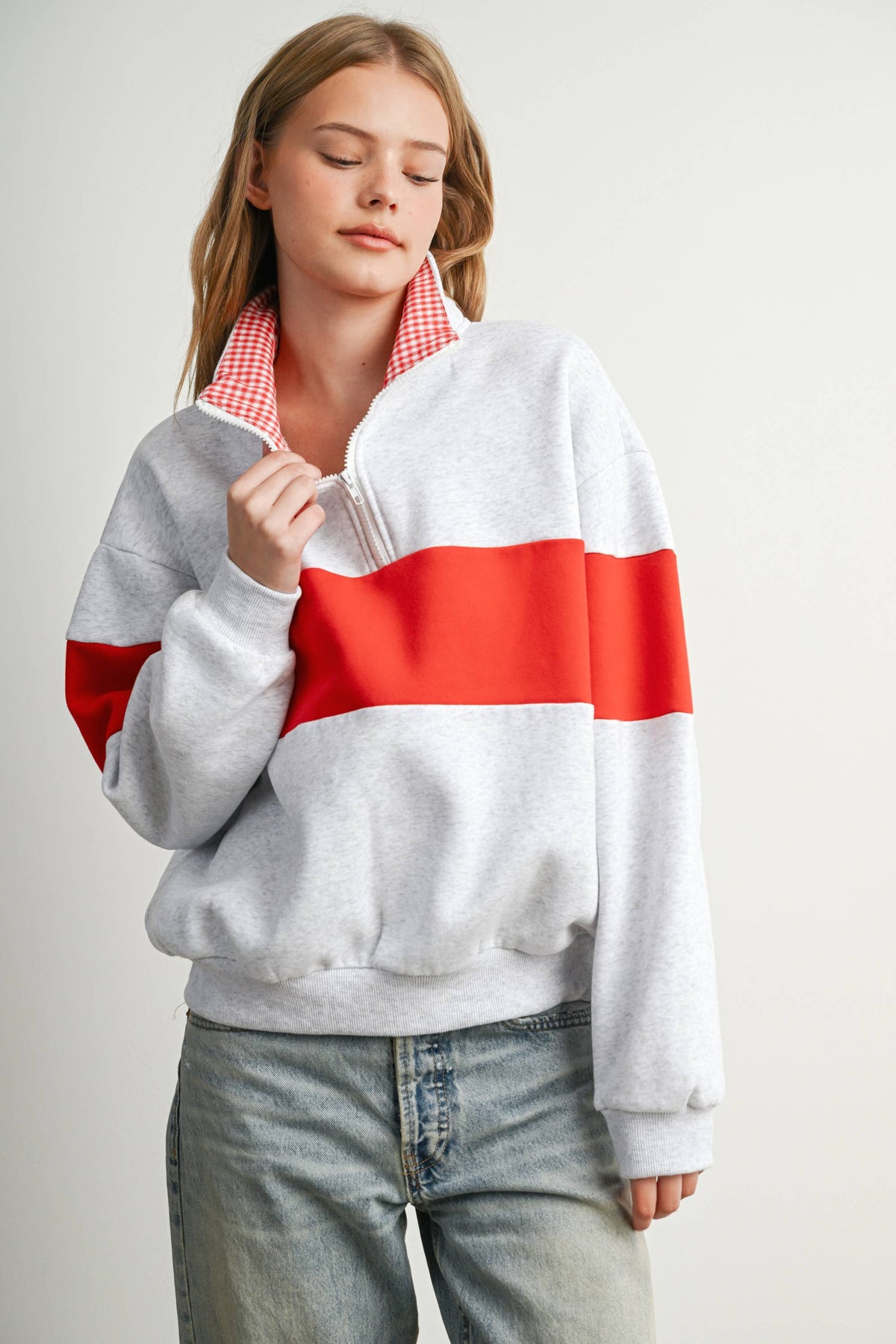 Colorblock Quarter-Zip Sweatshirt