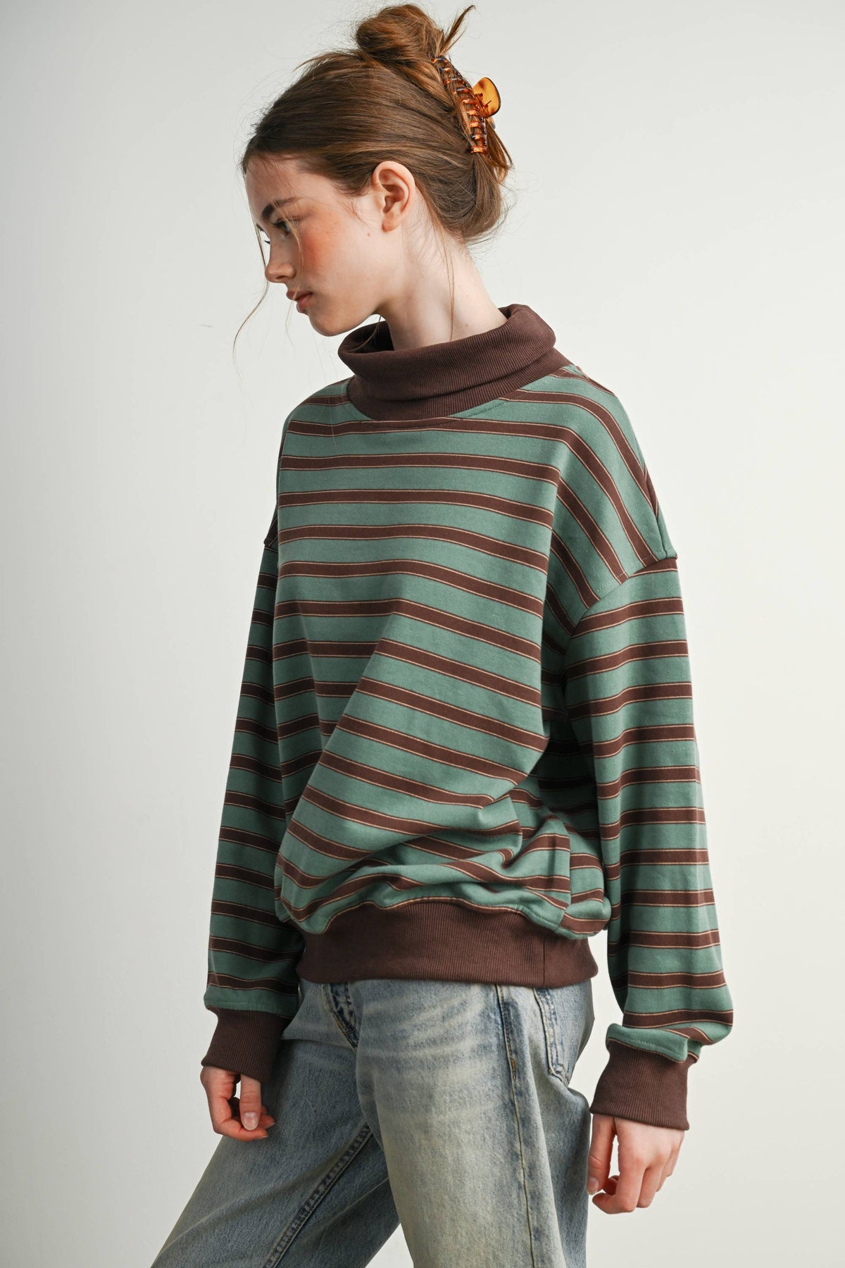 Striped Turtleneck Sweatshirt
