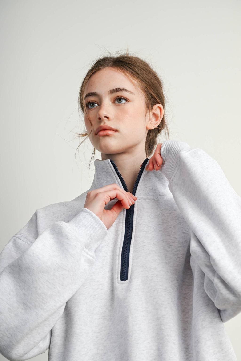 Heather Flag-Patch Half-Zip Pullover