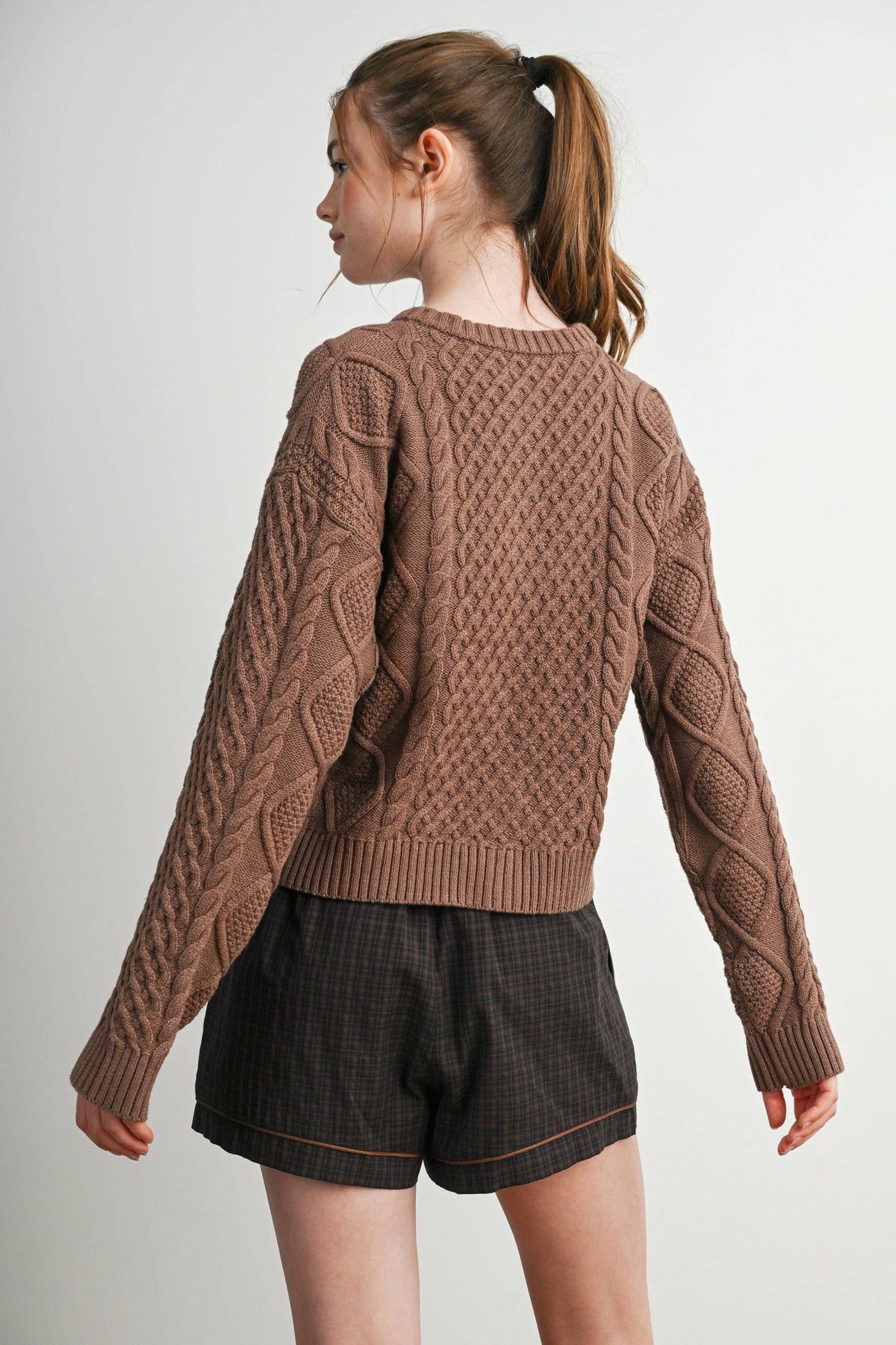 Emerald Green Cable Knit Cardigan