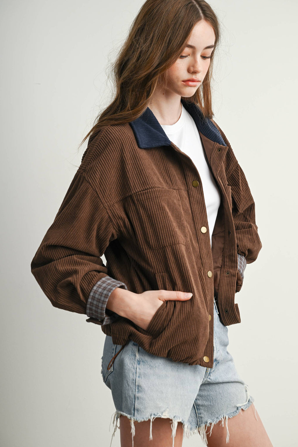 The Hazel Plaid Lined Corduroy Jacket