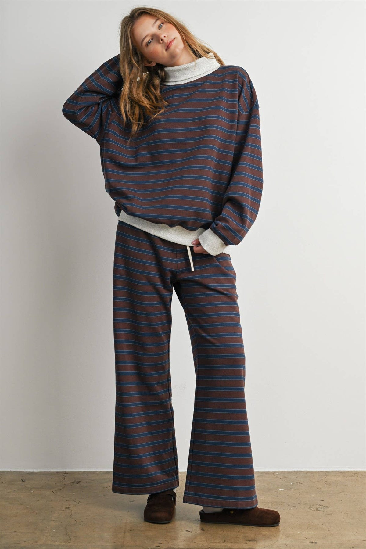 Striped Turtleneck Sweatshirt