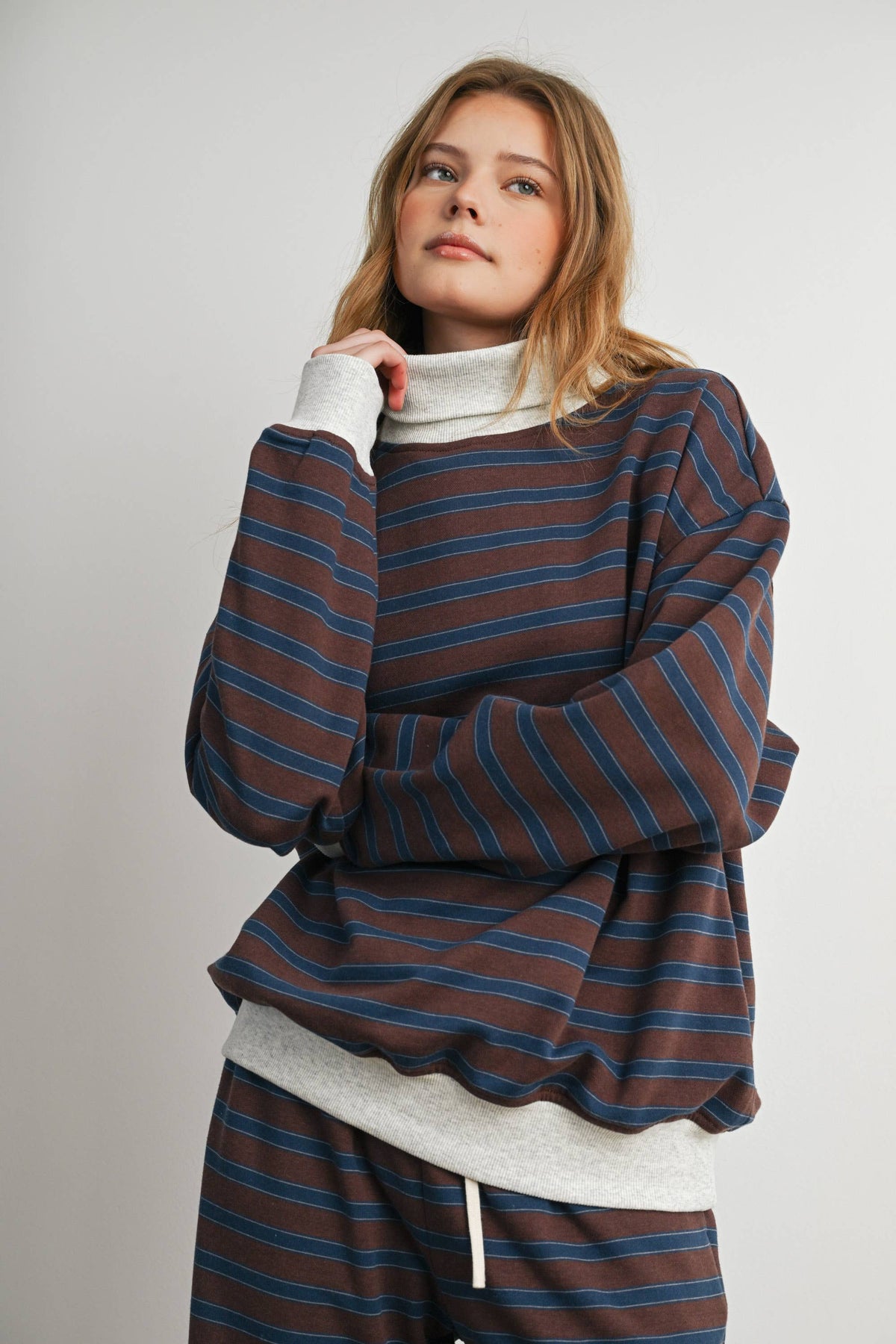Striped Turtleneck Sweatshirt