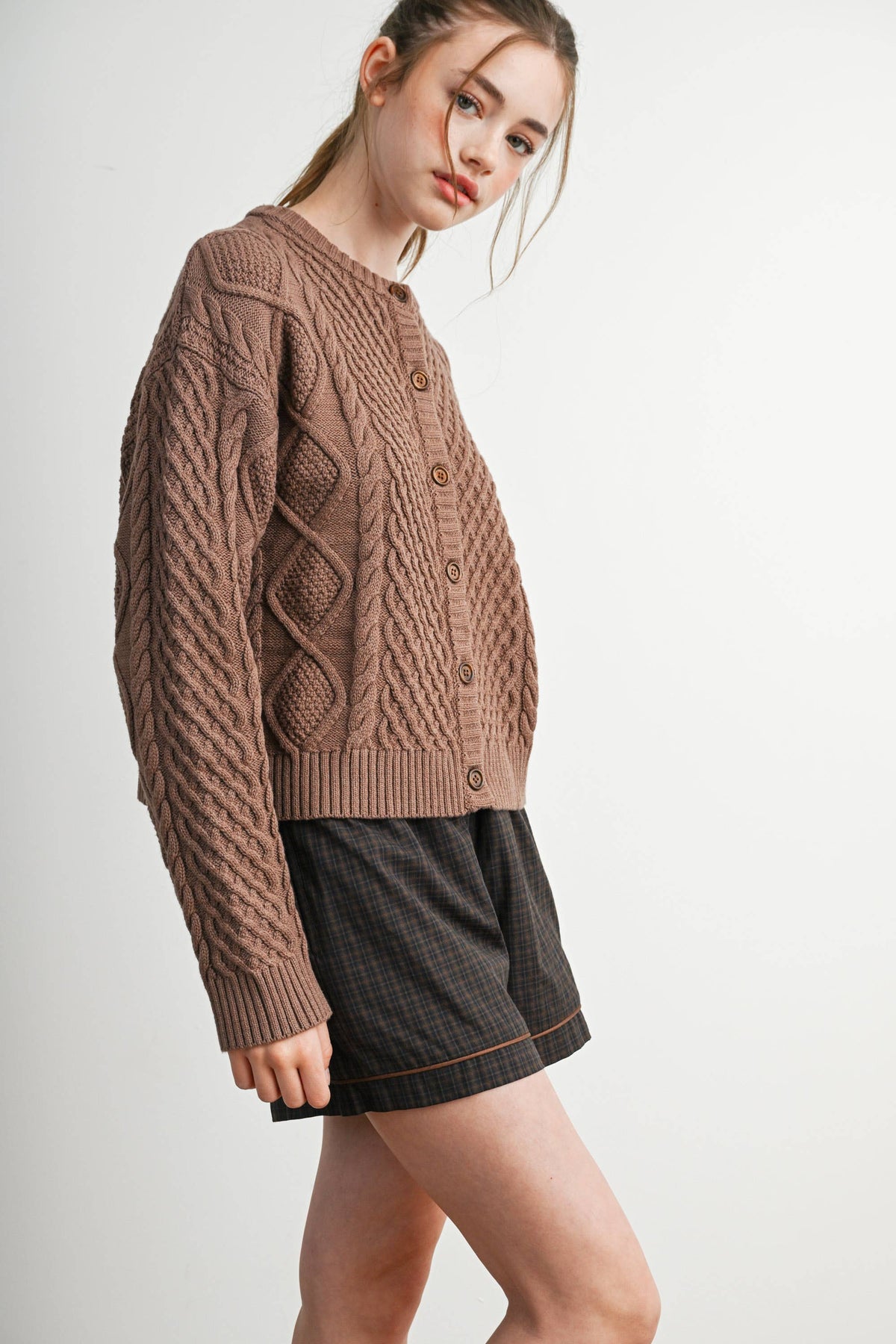 Emerald Green Cable Knit Cardigan